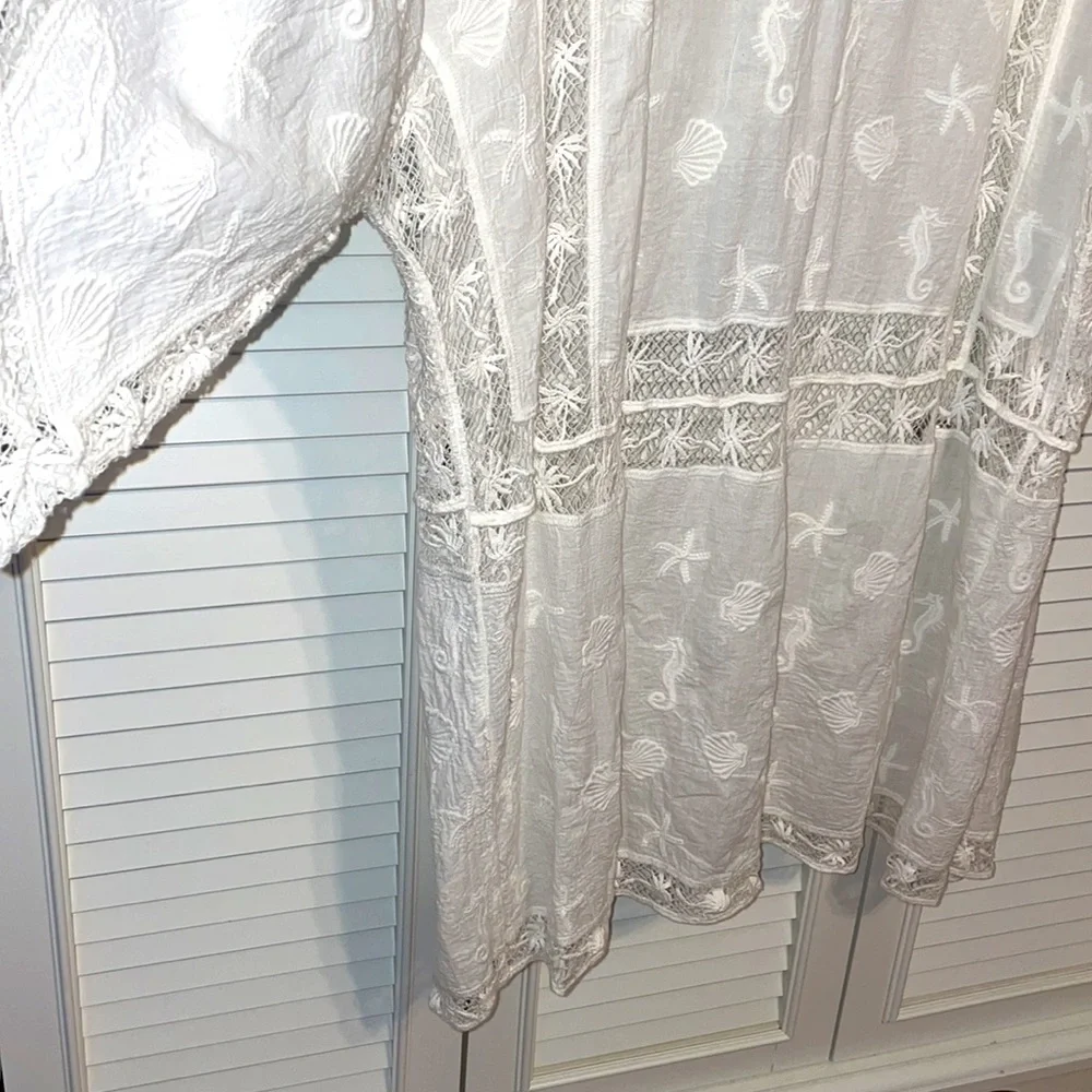 Lounge Beach Poolside Wear Bathing Suit Cover Up. White Lace USA Petsche S M - Picture 4 of 5